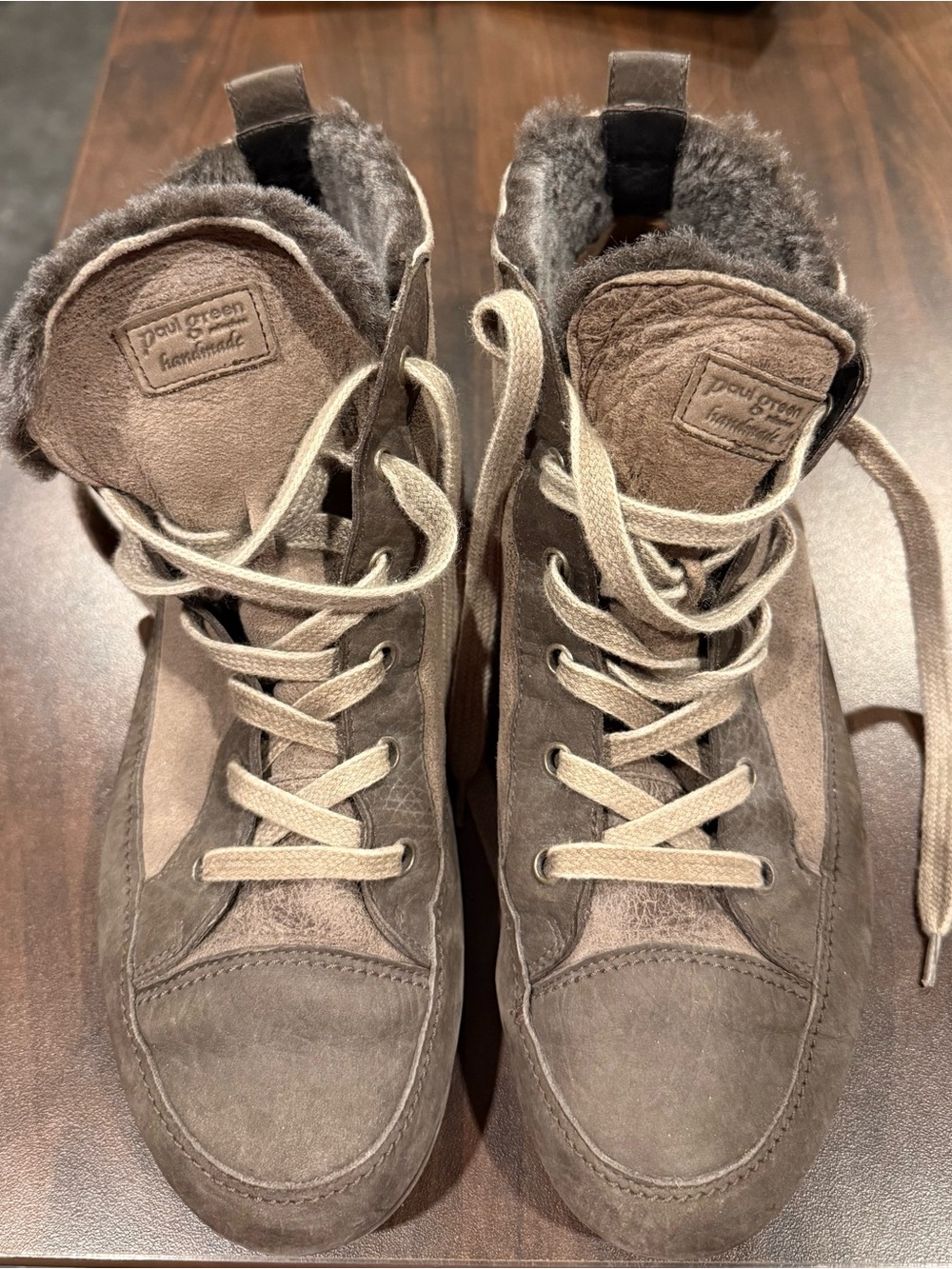 Paul Green Taupe Suede Shearling-Lined Chukka Boots